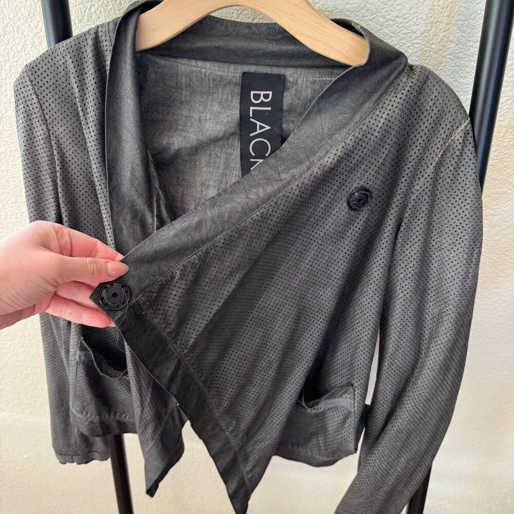 BLACK by K&M Charcoal Gray‎ Perforated Asymmetrical Moto Jacket Size 40 (Small) - Picture 2 of 6